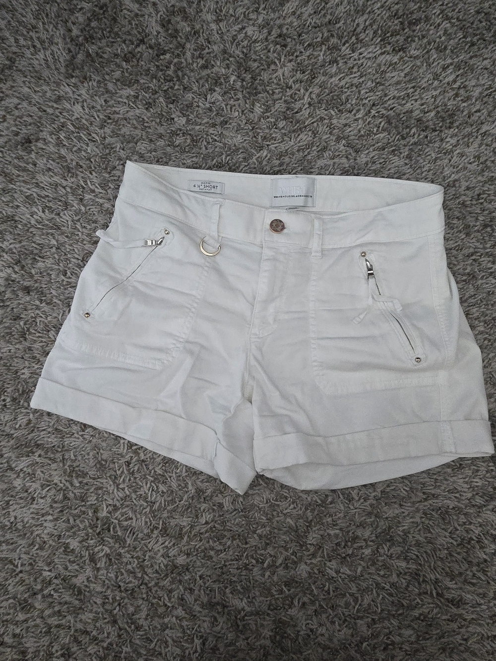 White House Black Market White Roll-Hem Utility Jean Shorts